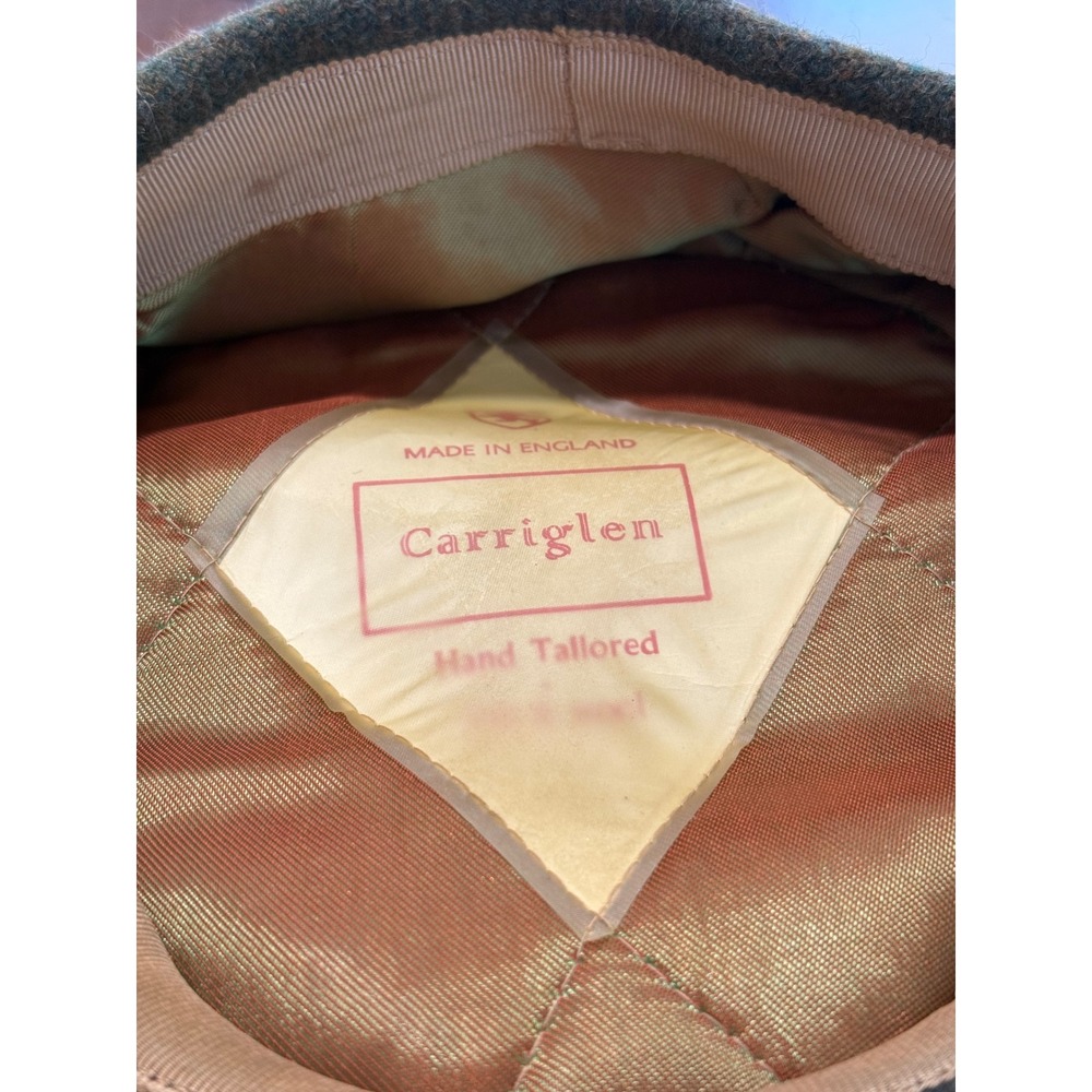 Vtg Carriglen Flat Cap Green 100% Wool Hand Tailored England Tweed Newsboy Hat - Picture 6 of 8